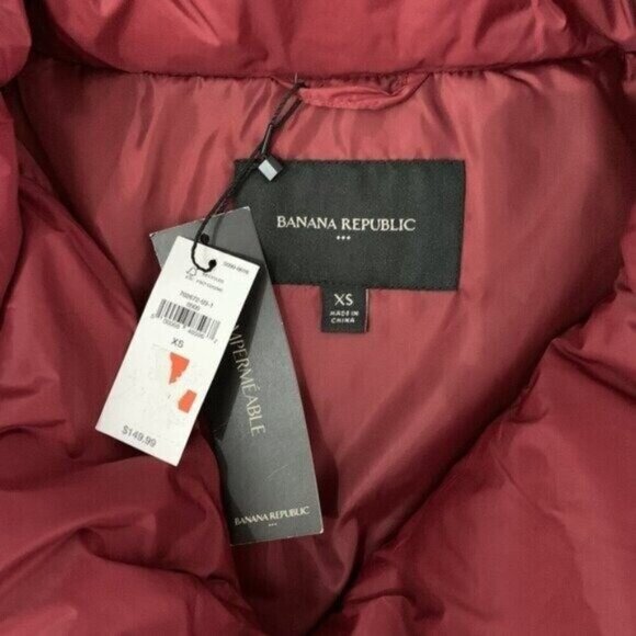 Banana Republic Puffer Jacket XS Red NWT Warm Winter Outerwear Cozy - Picture 5 of 8